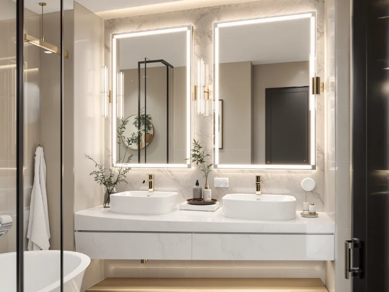 Miroir rond sur mesure dans un intérieur moderne et lumineux à Evere